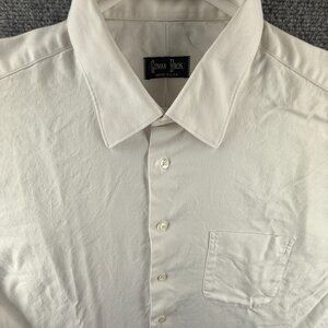Gitman Bros White Cotton USA 17 36 Mens Pocket Long Sleeve Solid Button Up Shirt